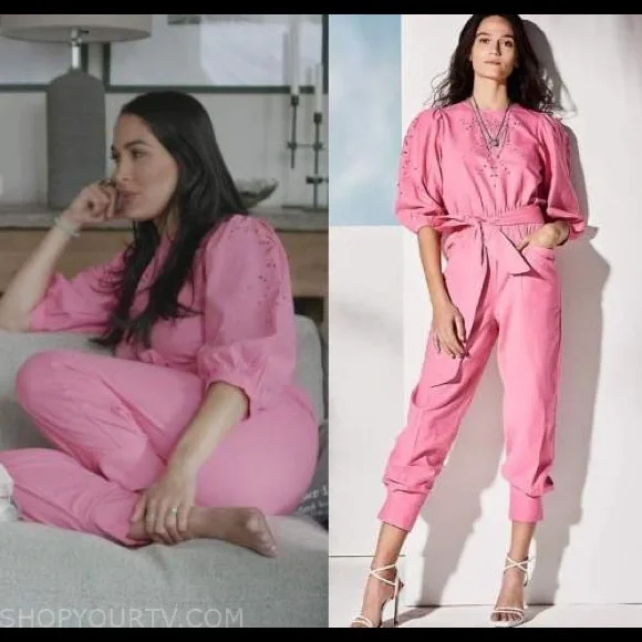 SOLD⚠️ New Happy x Nature boutique resort pink Cara jumpsuit eyelet - Picture 2 of 9